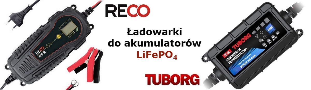 Ładowarki do akumulatorów LiFePO4 od Reco i Tuborg