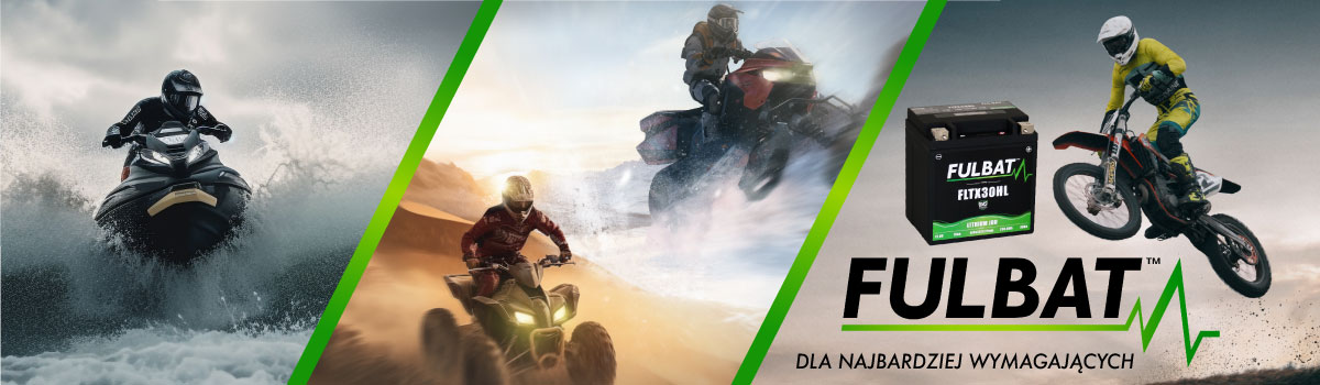 akumulator Fulbat na tle motocykla, quada i skutera wodnego